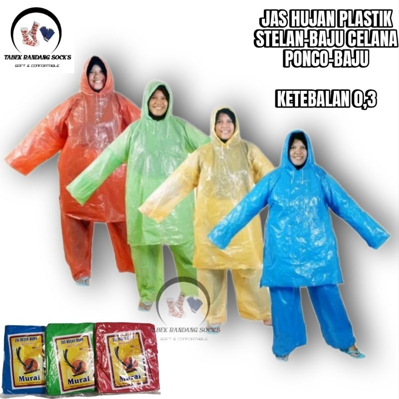 JAS HUJAN HDPE LDPE plastik SETELAN BAJU CELANA elastis tebal 0.3