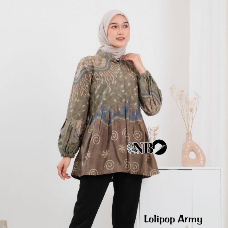 Blus Batik Wanita Modern Lengan Balon