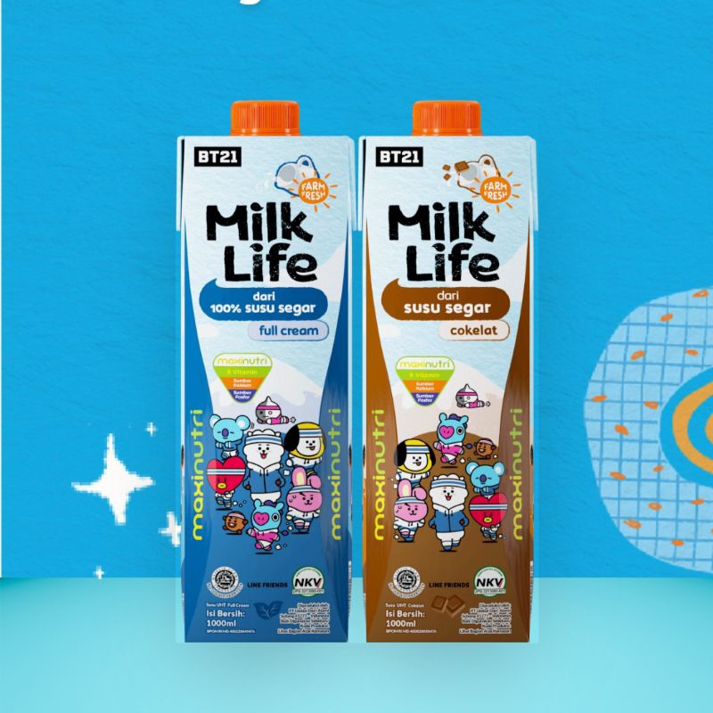 

MILK LIFE SUSU UHT FULL CREAM & COKELAT TPK 1000 ML
