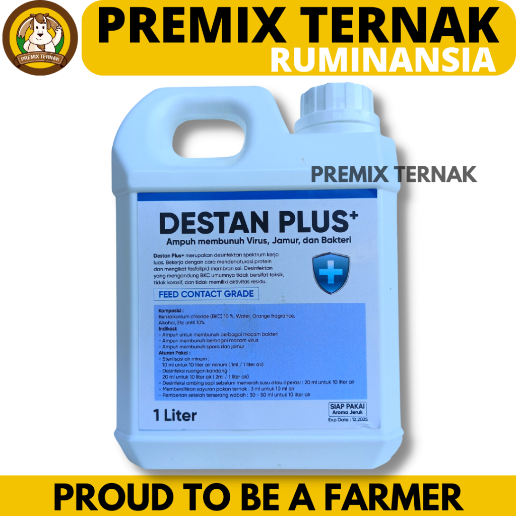 DESINFEKTAN KANDANG DESTAN PLUS 1 LITER - Disinfektan BKC 10% - Desinfektan Ayam Bebek Sapi Kambing 