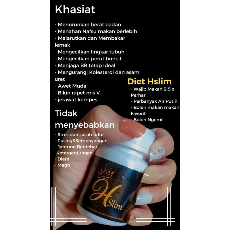 Hslim ORIGINAL ecer perkapsul 1hari turun Bb 1kg