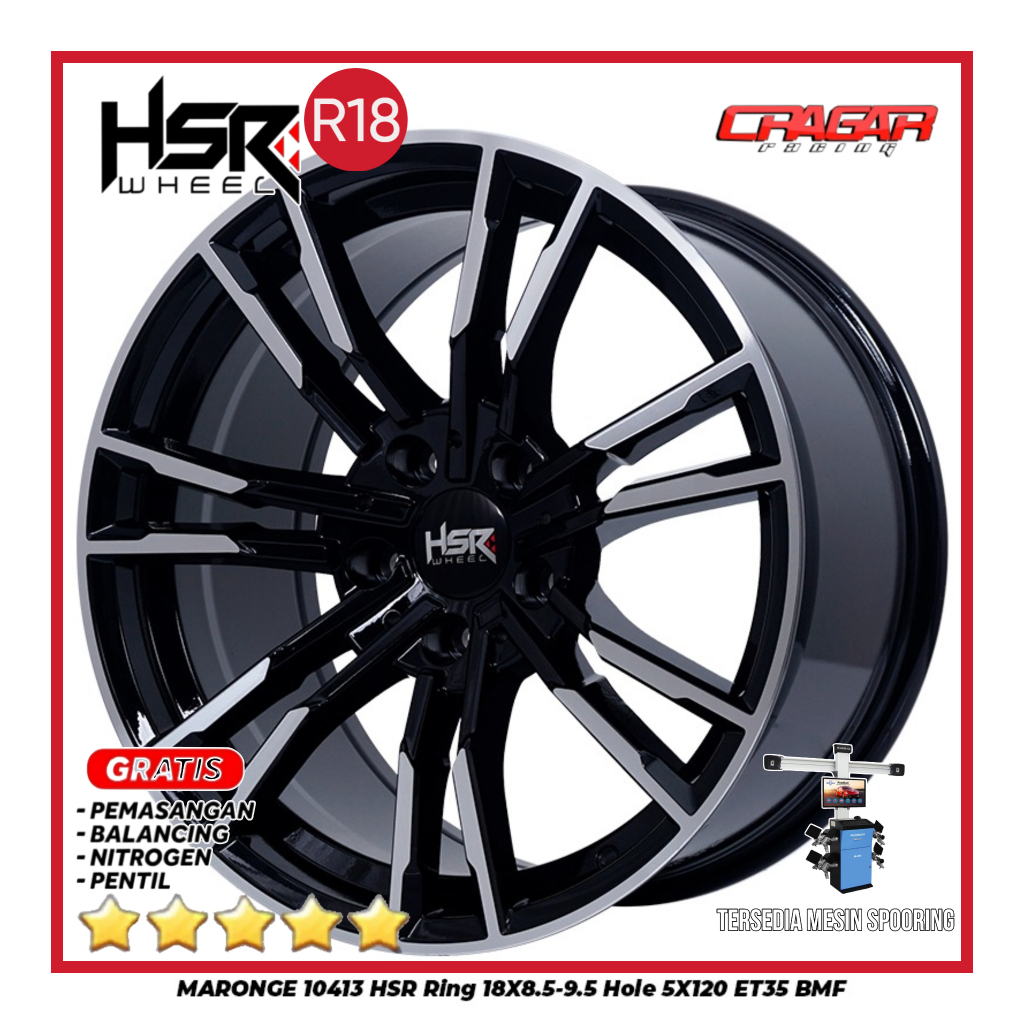 Velg Mobil Ring 18 Hole 5x120 Buat Bmw F30 Bmw F10 Dll - Hsr Wheel Tipe Maronge Black Polish