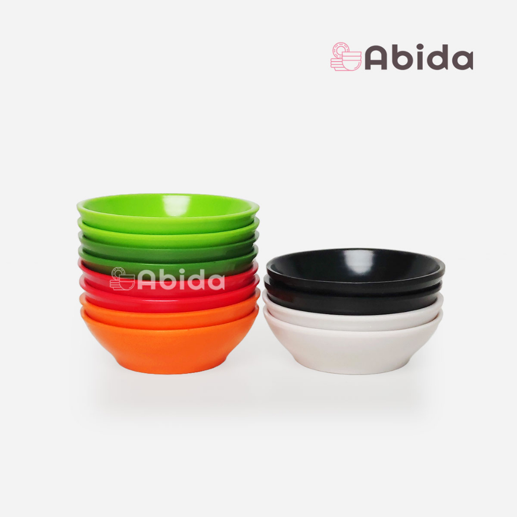 Abida 1 Lusin Piring Sambal Kecil - Tempat Sambal Melamin - Piring Saos - Piring Kecil Lusinan - Pir