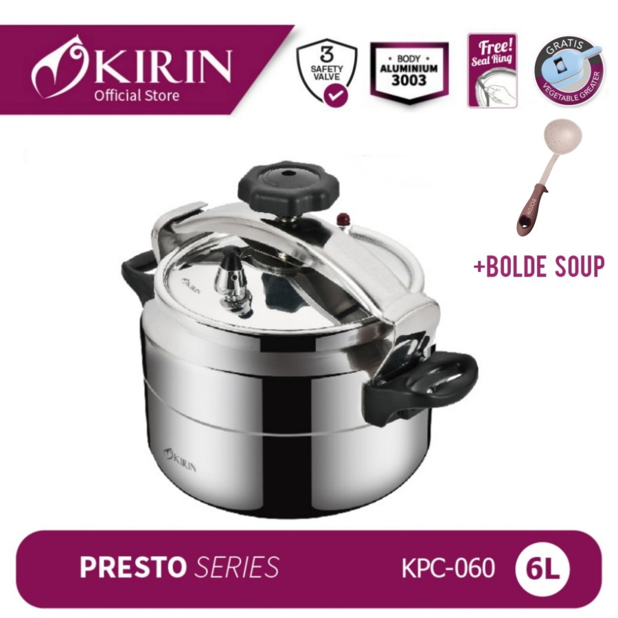 Panci Presto Induksi Kirin KCP 060 6 Liter Pressure Cooker Kirin 6 L