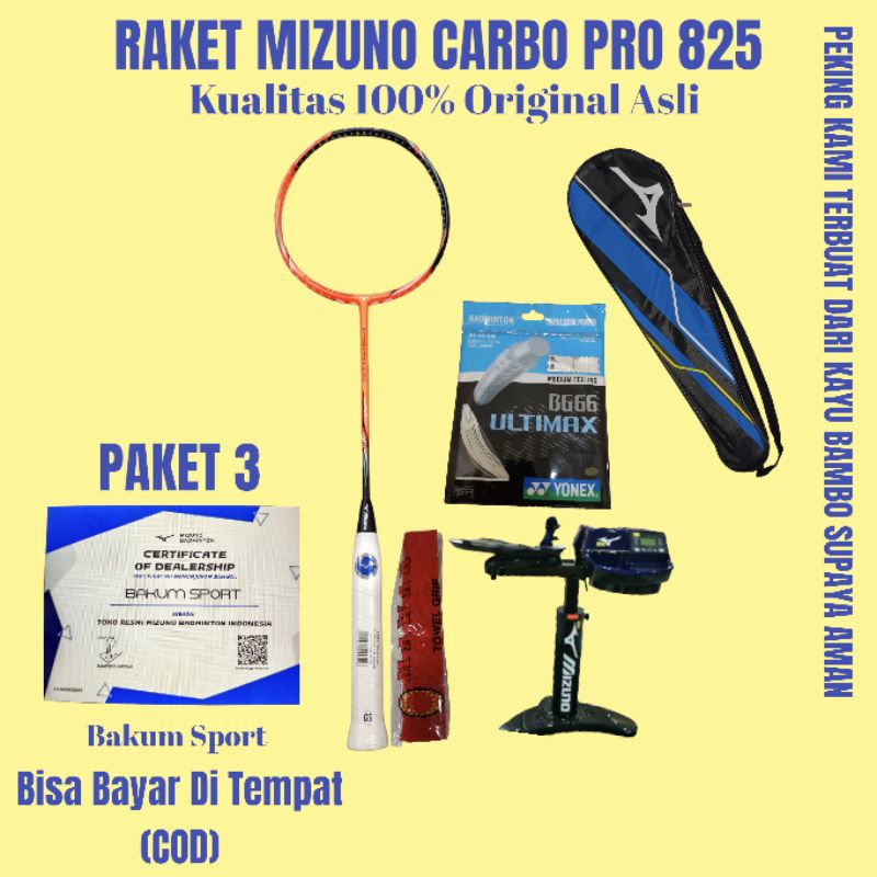 Raket Mizuno Carbo pro 825 kualitas 100% Original Asli Bisa (COD)