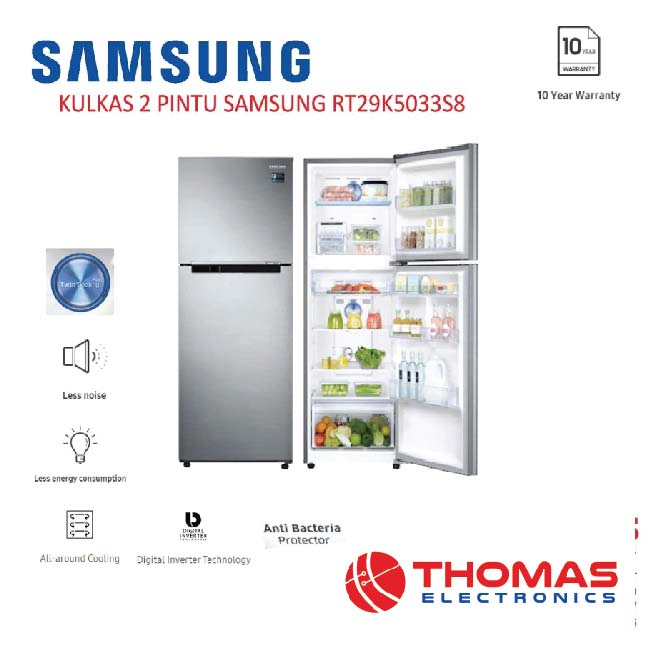 KULKAS 2 PINTU SAMSUNG RT29 K5033S8 DIGITAL INVERTER RT29 K5033 S8 GARANSI RESMI