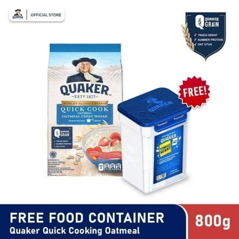 

QUAKER Biru. Quaker Quick Cooking Oatmeal. + FREE Pencepit Kemasan. Man noi.Tangerang