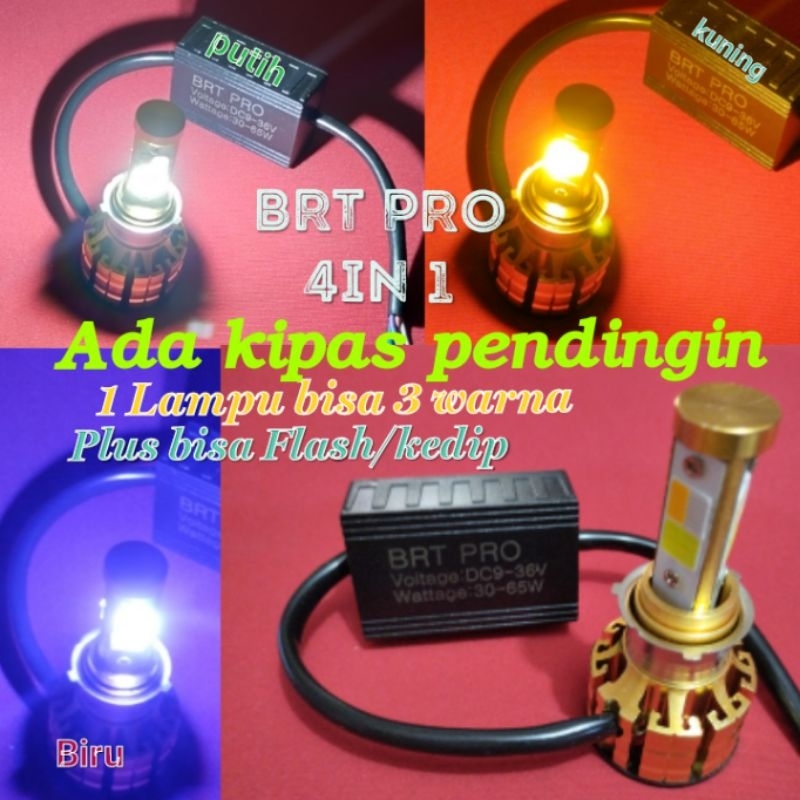 Lampu utama LED 3 sisi 4in1  HEADLAMP Z2 BRT PRO 3warna H/L + flash/ kedip 65W Z3 COCOK MOTOR DAN MO
