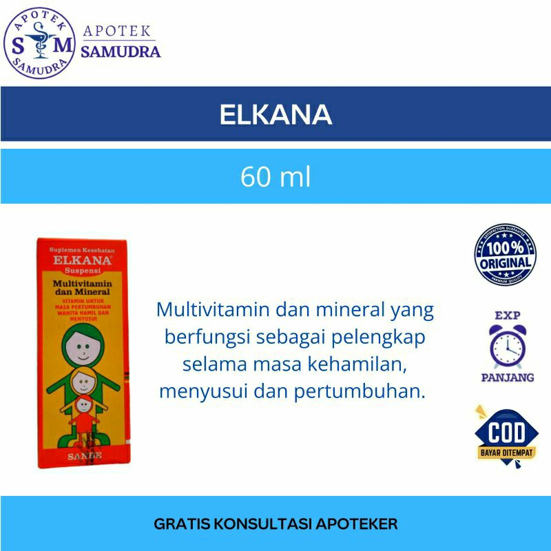 Elkana 60 ml - suplemen makanan vitamin mata vitamin saraf penambah nafsu makan vitamin ibu hamil vi