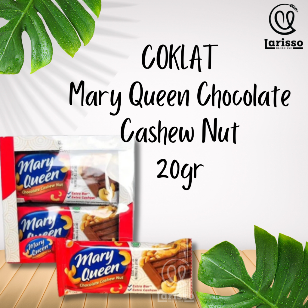 

DOLPHIN COKLAT MARY QUEEN CHOCOLATE CASHEW NUT 20GR COKLAT COMPOUND HITAM MANIS DENGAN KACANG MENTE