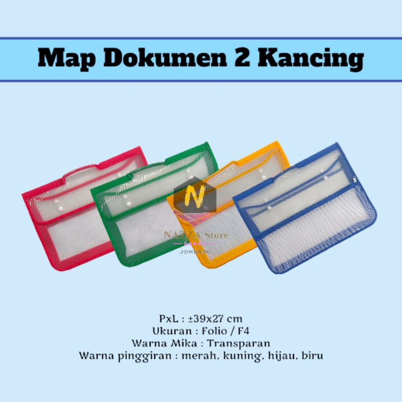 

Map Dokumen 2 Kancing dan Resleting Ukuran Folio F4 1 pcs