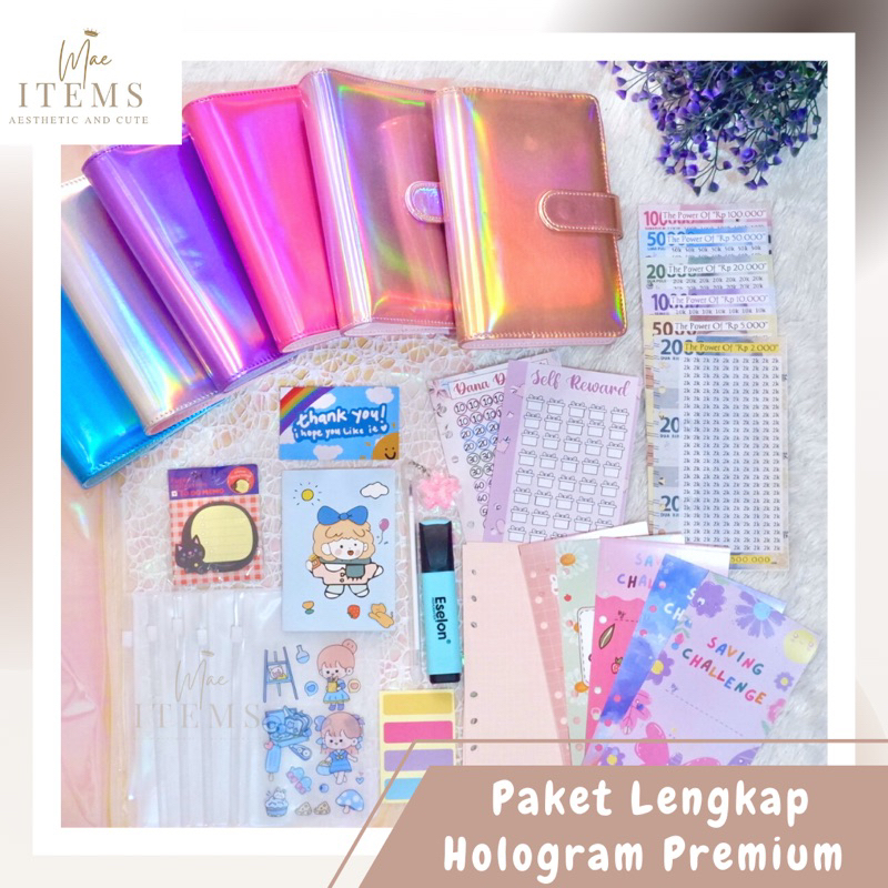 

[BINDER HOLOGRAM PREMIUM] Paket binder A6 Sinking fund BINDER KEUANGAN / MONEY BINDER / Paket binder sinking fund / binder A6 / binder sequin daisy hologram / ziplock / zipper pocket