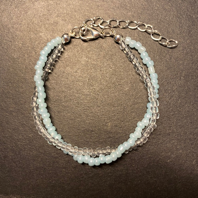 Double Aquamarine Bracelet - Gelang Beads Korea Beaded Bracelet Beads Gelang Manik manik Beads Bracelets Korea Lucu Cute Handmade