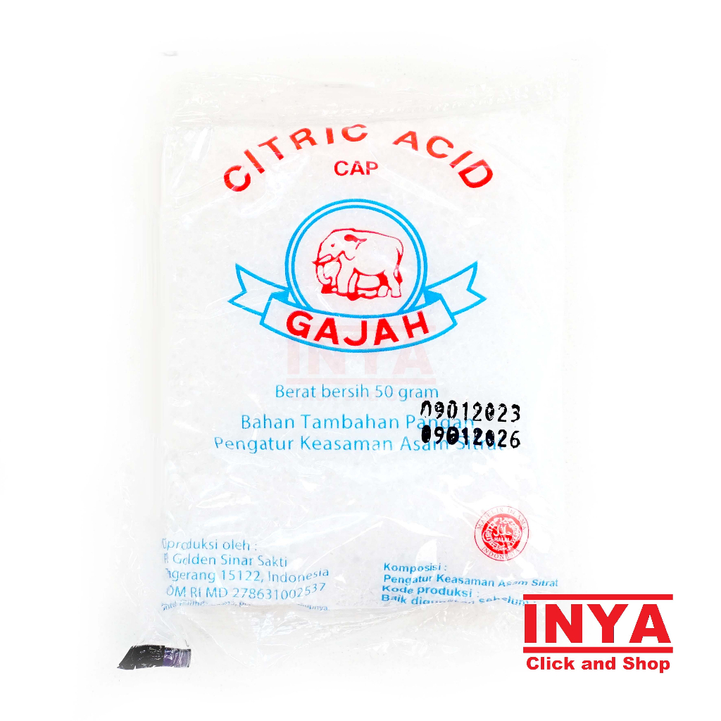 

Asam Sitrat Cap Gajah Food Grade Kemasan Sachet 50gr - Citric Acid - Sitrun