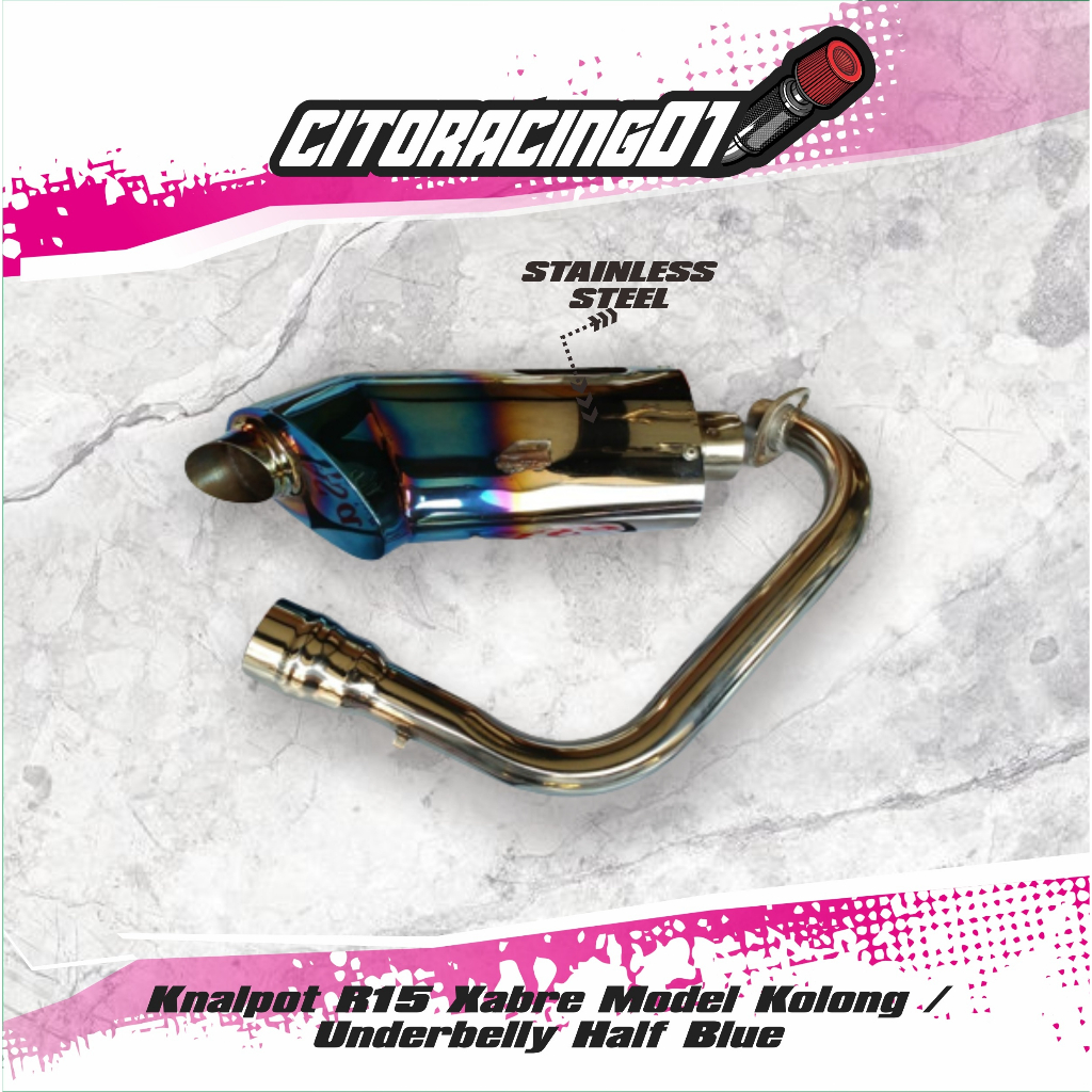 Knalpot R15 Xabre Model Kolong / Underbelly Half Blue Murah