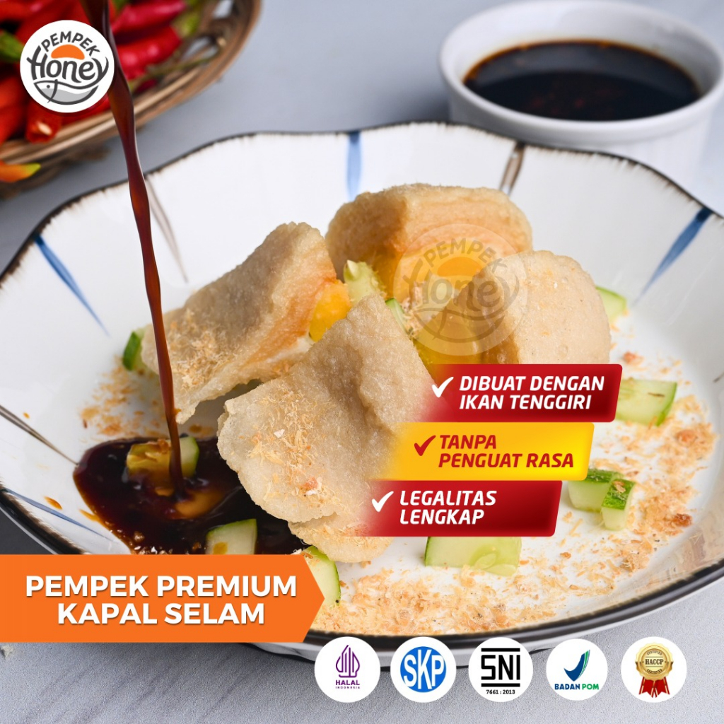 

SELAM BESAR PREMIUM PEMPEK HONEY Isi 4 Pcs (Varian Besar), Ikan Tenggiri Super, Tanpa Penguat Rasa,Halal MUI, SKP, SNI, BPOM, & HACCP
