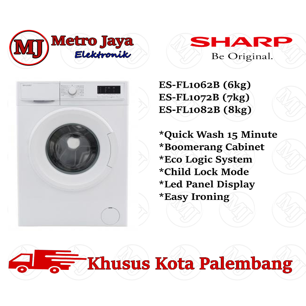 MESIN CUCI 1 TABUNG FRONT LOADING SHARP 6 KG ESFL1062B ESFL 1062 B