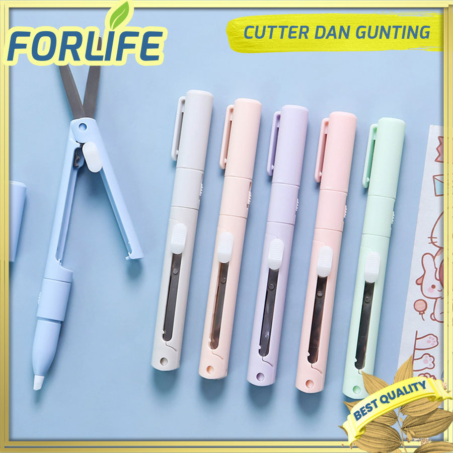 

2 in 1 Cutter Gunting kertas macaron / Gunting multifungsi / Pisau ukir portable