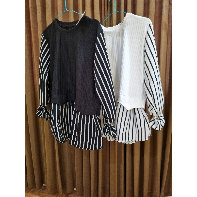 Atasan Kemeja Salur kombinasi ZARA