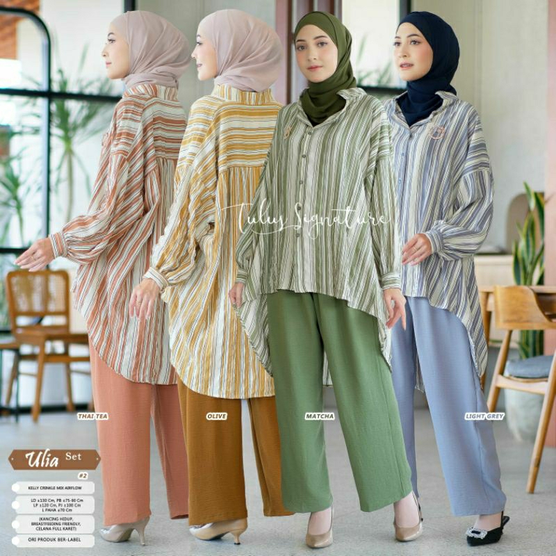 TULUS SIGNATURE - Ulia one set kelly crinckle set jumbo ld 130 xxxl real pict kancing hidup bisa bus