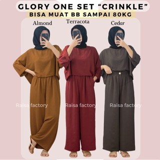 Glory one set crop top Crinkle / setelan wanita/ Glory one set crop top Crinkle / setelan wanita cri