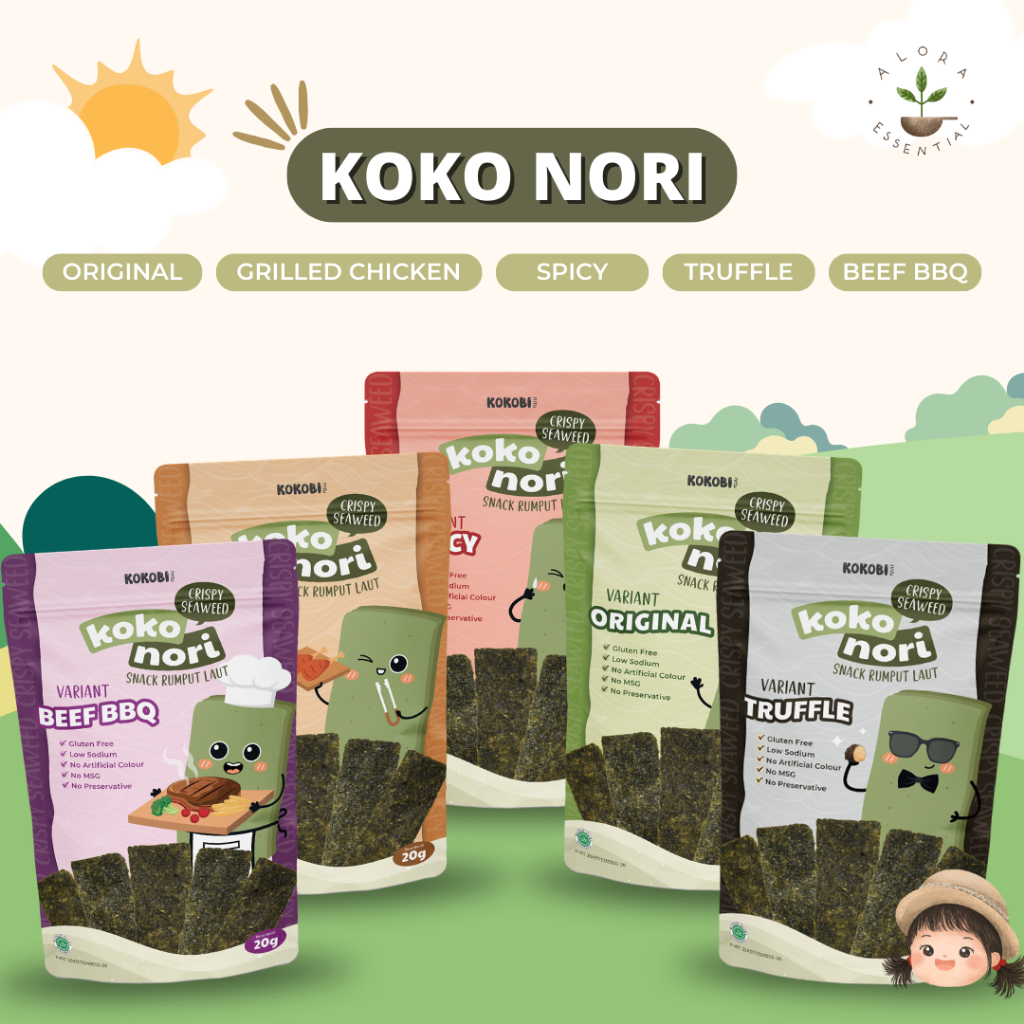 

Koko Nori Crispy Seaweed 20gr - Kokobi Snack Rumput Laut Sehat