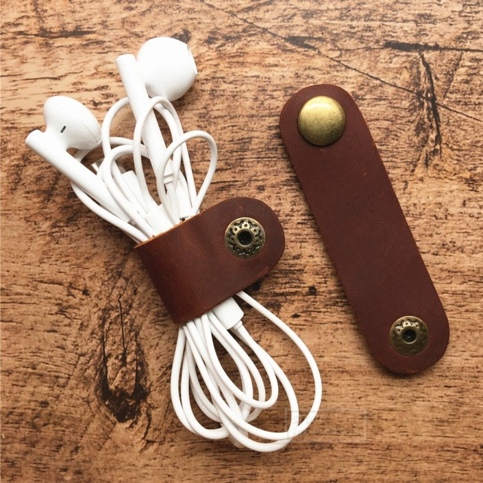 Klip Kabel Kulit - Cable Organizer - Pengikat Kabel Kulit Asli