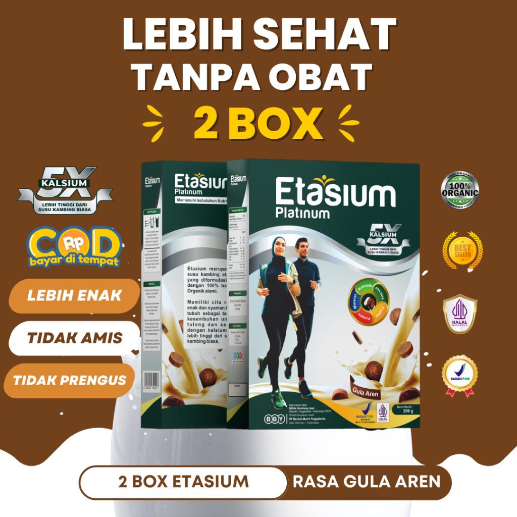 

PAKET 2 BOX Susu Kambing Etasium untuk Kesehatan Tulang dan Sendi Rasa Gula Aren Susu Bubuk 2X 200g