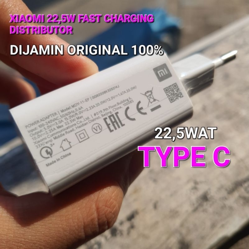 Charger XIAOMI Redmi 3A 22,5Wat ORIGINAL HP Poco M5 Poco M3Pro Poco M3 Note 9 9T 10 Usb C Fast Charg