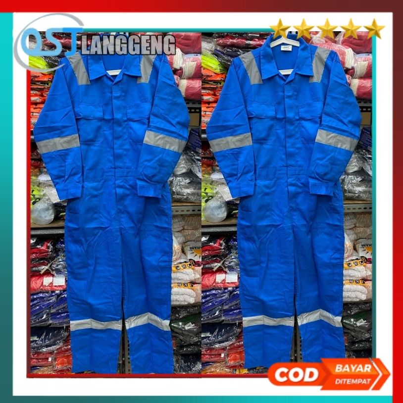 Wearpack Coverall Safety Baju Seragam Kerja Proyek Merk Imj Warna BIRU PERTAMINA
