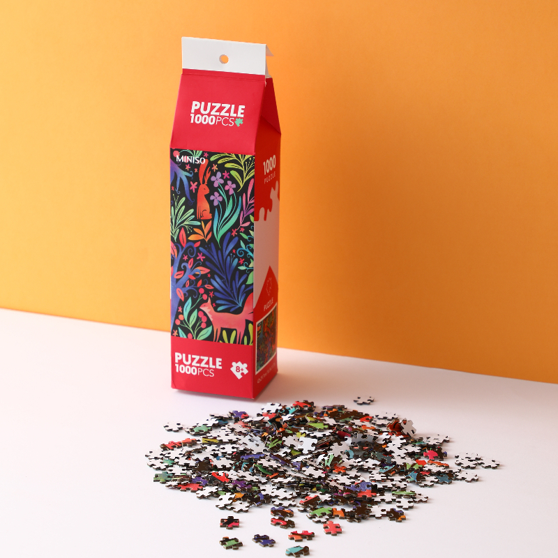 MINISO puzzle 1000-pcs Milk Carton Packaging puzzle 42*29.7cm Forest & flower space gift for childre