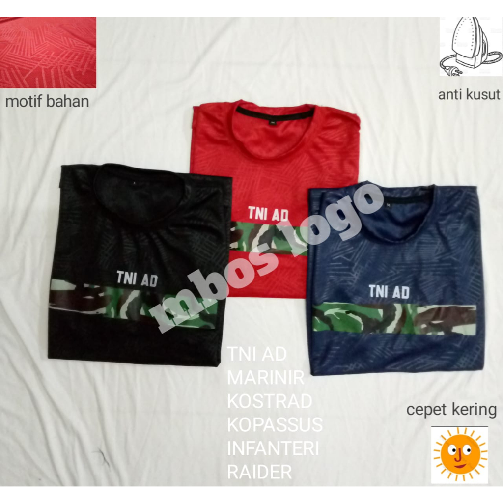 Kaos  Tni AD  / Kaos TNI ad Bahan Dryfit M BOSS / Kaos jersey TNI AD Premium