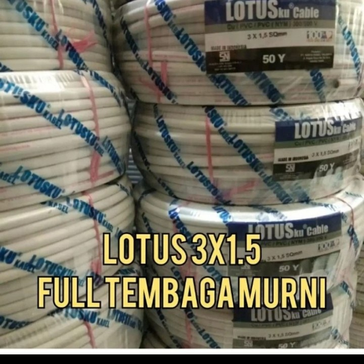 Kabel Listrik LOTUSKU / ANTRANA NYM 2x1.5 / 3x1.5 / 3x2.5 (50 yard) LOTUS harga PER METER
