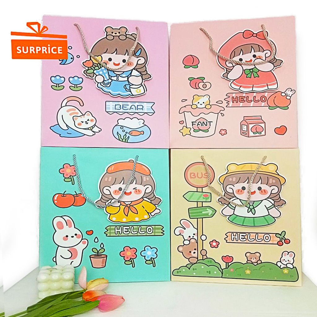 

Surprice Paper Bag Tali Girl Cute 3D 32x26x12cm / Goodie Bag / Paperbag Tali / Tas Kado