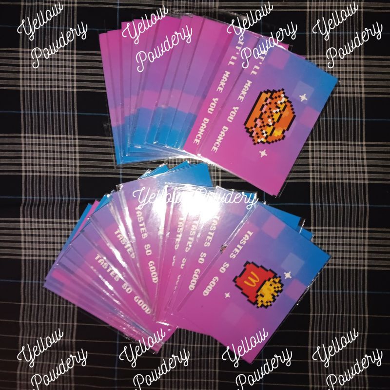 READY NEW JEANS MCD POSTCARD COLLAB MCDONALDS BENEFIT PAKET BURGER FRIES KENTANG WEVERSE PHOTOCARD H