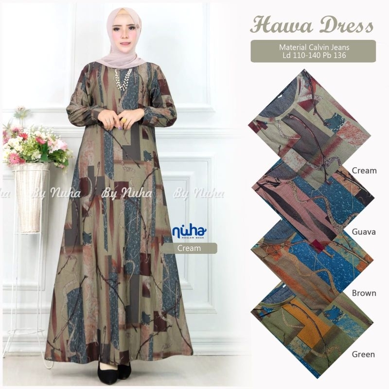 HAWA DRESS MAXY GAMIS CALVIN JEANS KAIN BERSERAT MELAR NYAMAN DIPAKAI SEHARI-HARI GAMIS HARIAN IBU-I