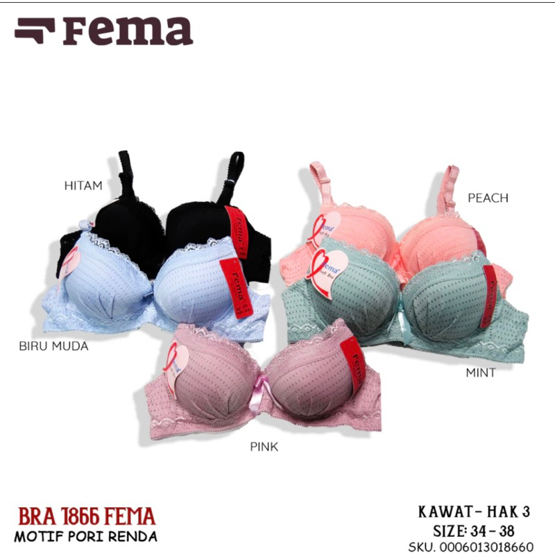 BH FEMA PORI KAWAT BUSA TEBAL / PUSH UP BRA CUP A