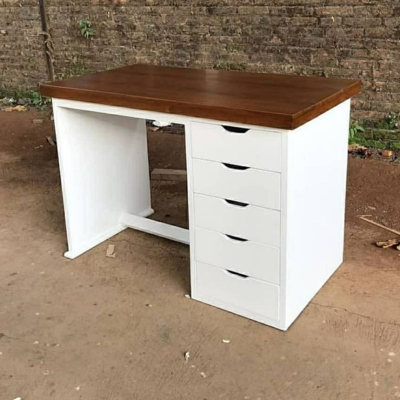 meja kerja minimalis laci meja belajar kayu 5 laci