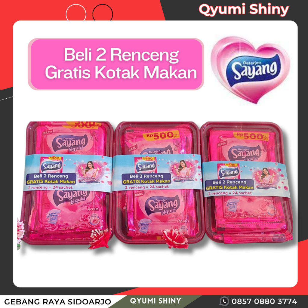 Detegen Sayang Tepak / Sayang Cair (24 pcs) / Detergen Sayang Free Kotak Makan / Sayang Detergen Cai