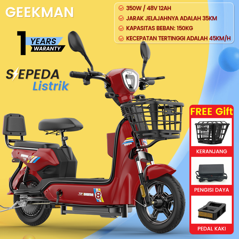 Sepeda Listrik Dewasa Sepeda Motor Listrik 48v 12ah Sepeda Listrik Dengan Pedal // TERMURAH  ⋆｡‧˚ʚ  