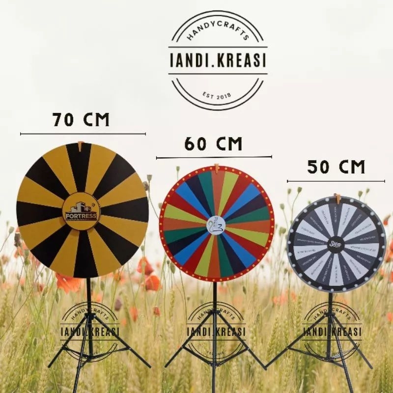 Spin Wheel Custom 50-80 cm | Roda Undian Lucky Wheel Promosi Event, Pameran & Marketing