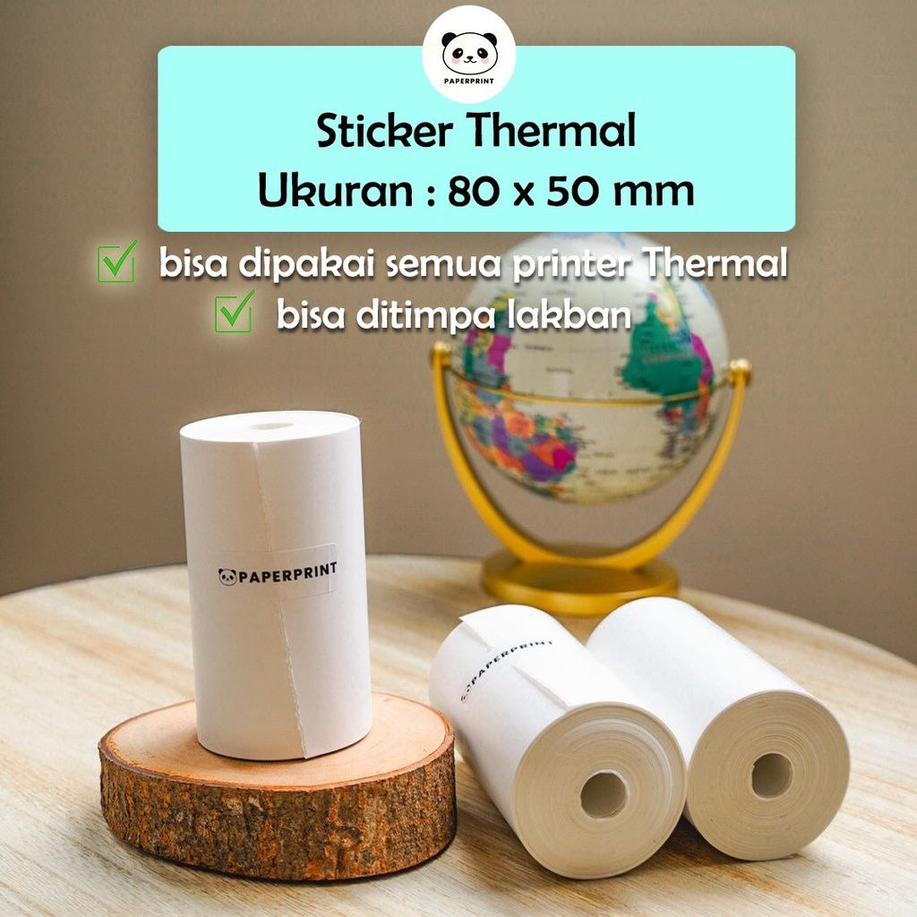 

WHITE STICKER THERMAL 80X50mm CONTINUOUS A3 Resi Paperprint Peripage