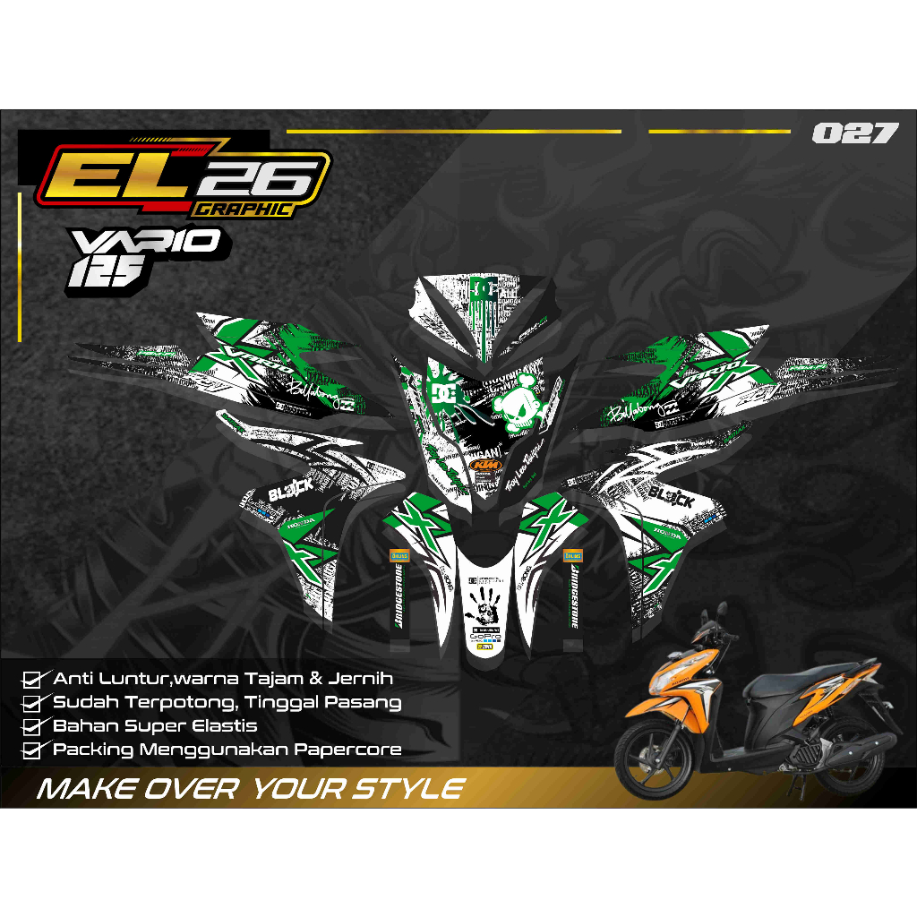 027 Stiker Decal Full Body Vario 125 old/lama -Sticker Decal full Body Motor Vario 125 BALAP