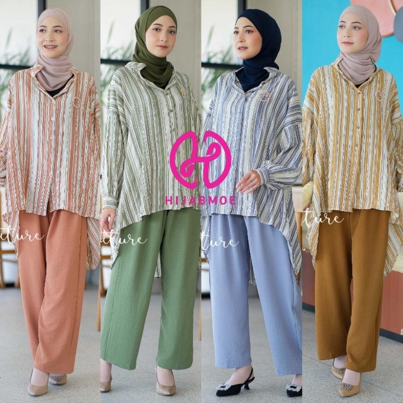 Tulus Signature Ulia Set One Set Jumbo Wanita Kelly Crinkle Motif / Tunik LD 130 Full Kancing Busui 
