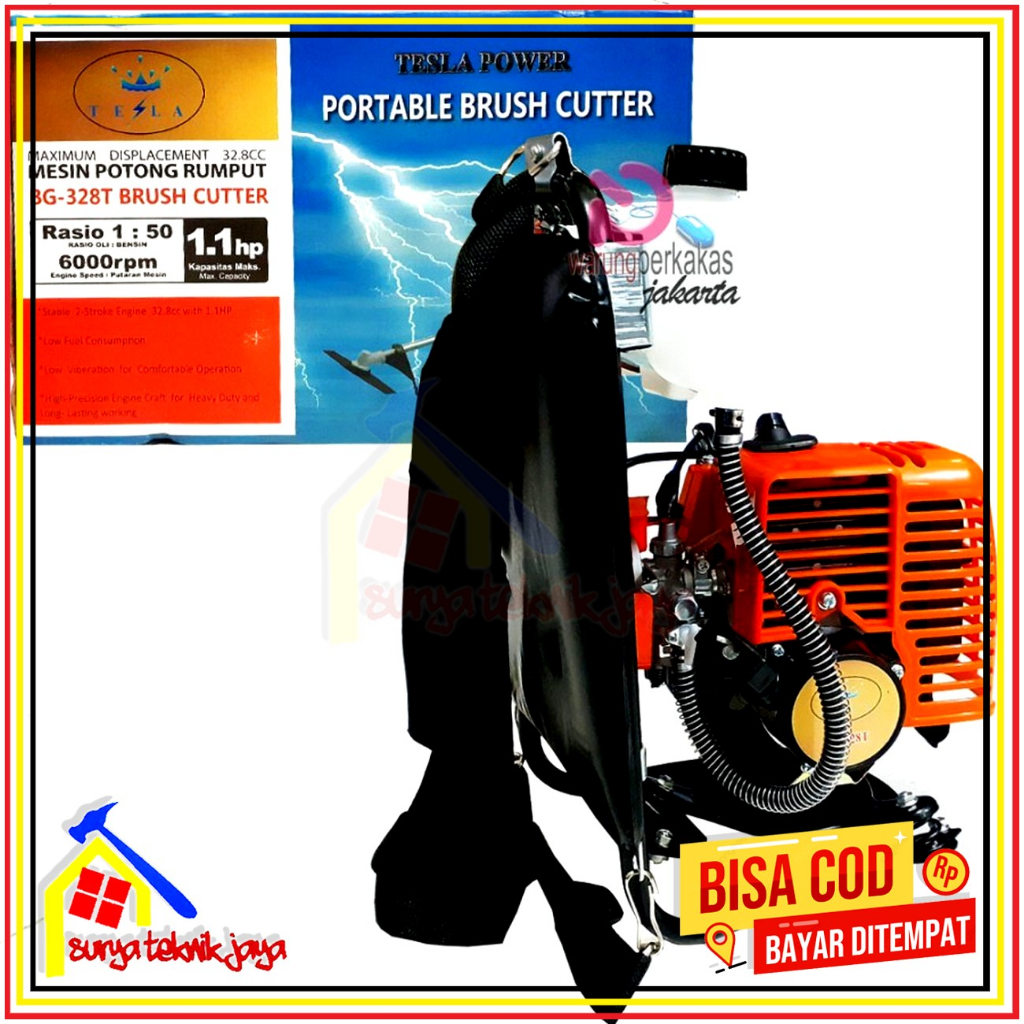 [cuci gudang] Tesla BG328 Brush Cutter | Mesin Pemotong Rumput Gendong 2 Tak | Mesin Potong Rumput N