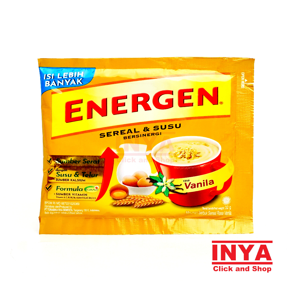 

Energen Sereal & Susu Vanilla 32gr Sachet - Minuman Serbuk Sereal - Cereal