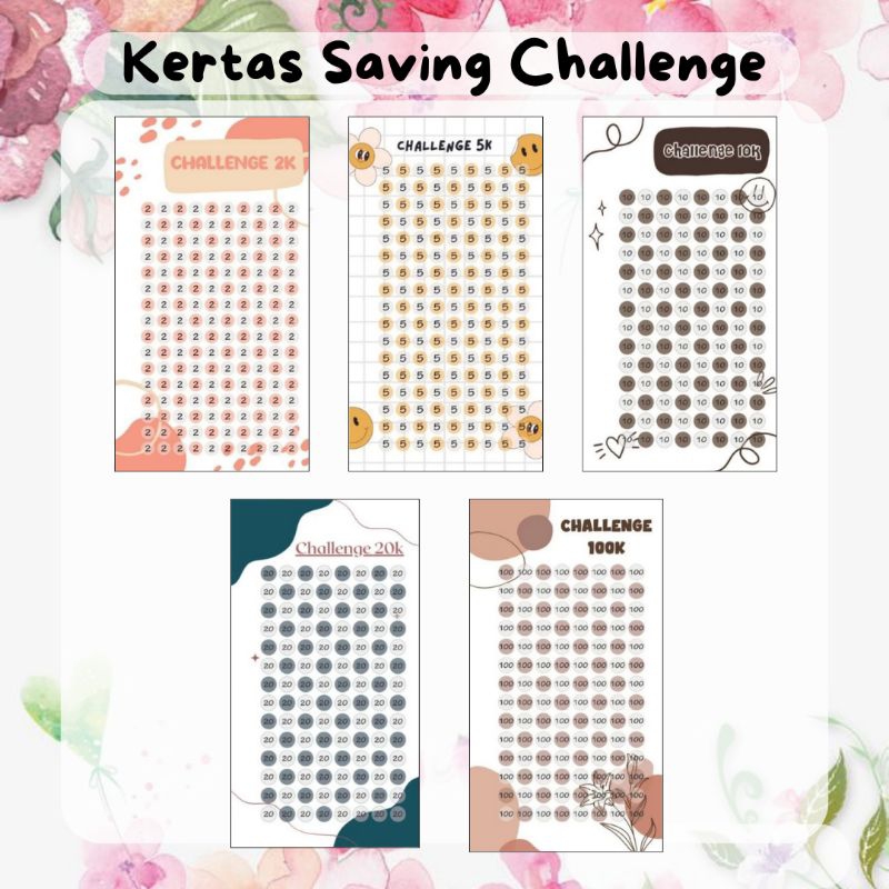 (Isi 5) Kertas Binder A6 Ring 6 Saving Challenge / Kertas Binder Tantangan Menabung