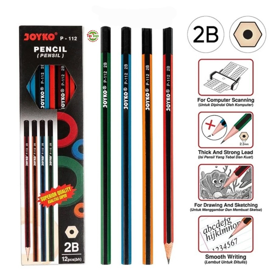 

PENCIL TULIS KOMPUTER 2B JOYKO P-112 PENSIL HITAM UJIAN ULANGAN UN ALAT PERALATAN NULIS ANAK PERLENGKAPAN SEKOLAH BOLPEN BOLPOINT FEBER CENTLE PENSILL MENULIS NULIS PENCILL BOLPOIN BOLPENSIL UJIAN UN SEKOLAH ECERAN MURAH KAYU P 112