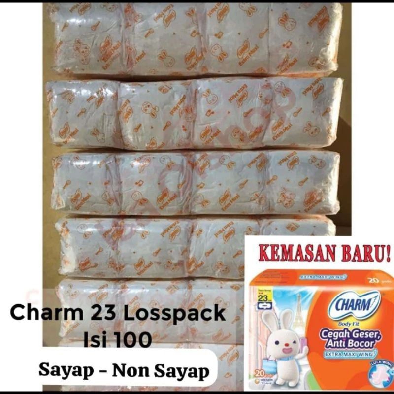 pembalut charm,protex/softex 23,29,36cm isi 50&100 pcs (mix sayap&non sayap)