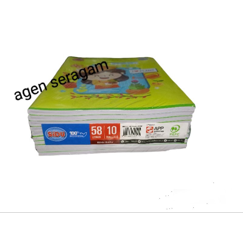 

buku tulis sidu 58 lembar isi 10 biji (1 pak)